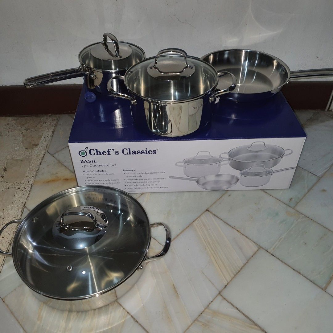 Chef's classics basil 7 pcs stainless cookware set (Category: Cleaning Tools & Supplies) located in Manila. Submitted by d_real_deal (Listing ID 1469936950, Image 1). Description: .