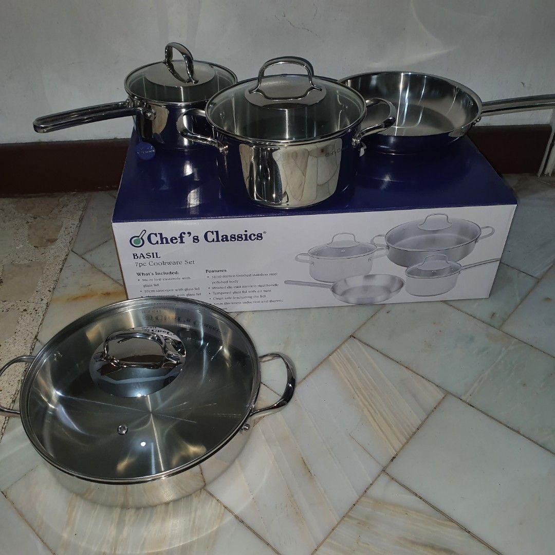 Chef's classics basil 7 pcs stainless cookware set (Category: Cleaning Tools & Supplies) located in Manila. Submitted by d_real_deal (Listing ID 1469936950, Image 2). Description: .