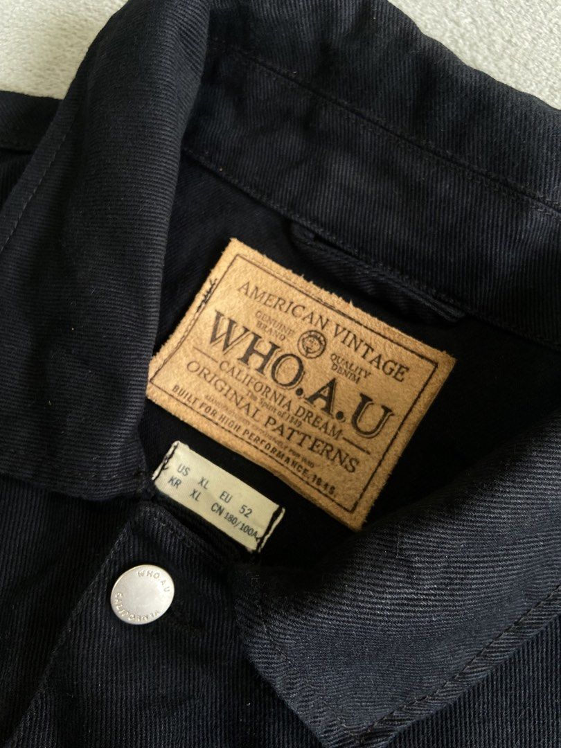 CHORE BLACK JACKET (Category: Activewear) located in Bacolod City. Submitted by clerkhexx (Listing ID 1469801860, Image 3). Description: vintage-style worker/chore jacket from the Korean fashion brand WHO.A.U (under their American Vintage / California Dream line). • Shell Material: 100% Cotton • Fabric Type: Denim (heavyweight woven cotton twill) or Duck Canvas depending on the exact seasonal release variant..