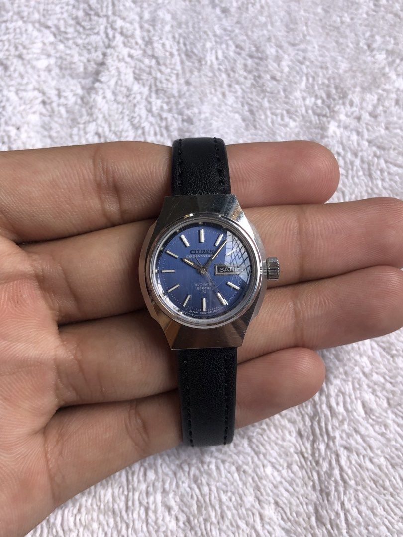 Citizen Cosmostar V2 Automatic (Category: Women's Watches) located in Dagupan City. Submitted by alex123345 (Listing ID 1469913254, Image 1). Description: Citizen Cosmostar V2 Automatic Brand: Citizen Model: Cosmostar V2 (Ladies) Reference: 4-660535 / 6600-661220 Watch Movement: Citizen Caliber 6600 Automatic (Self-winding, 21 Jewels, 28,800 bph hi-beat) Power Source: Automatic / Mechanical (No battery needed) Dial Details: Sunburst Blue Dial, Da