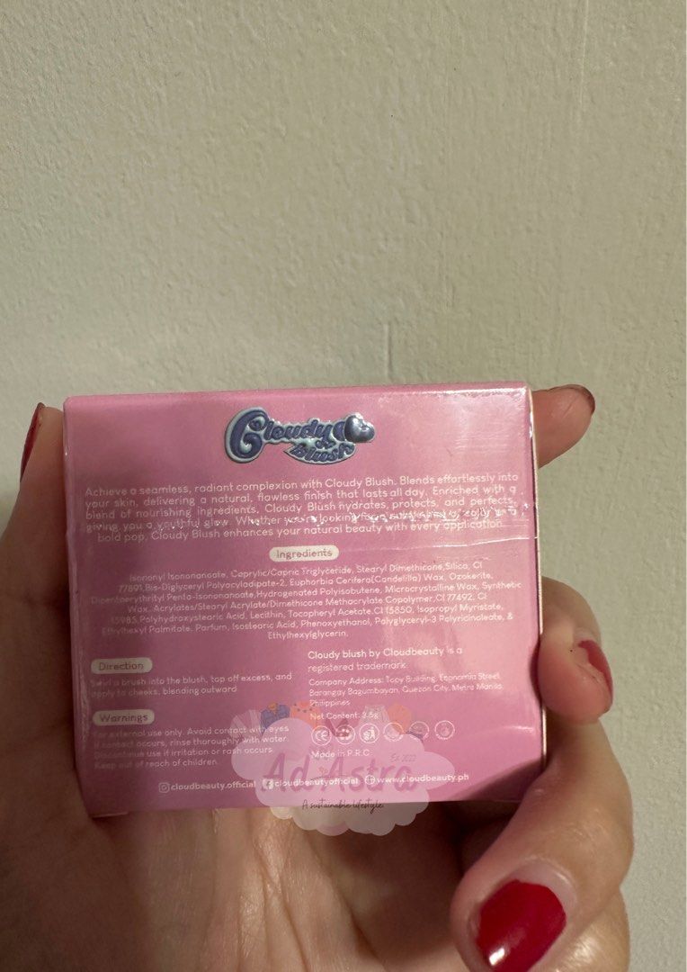Cloudbeauty Cloudy Blush Hazy Bloom (Category: Makeup) located in Pasay City. Submitted by adastra_ph (Listing ID 1469807609, Image 2). Description: Brand new, sealed, and authentic. Cloudbeauty (@cloudbeauty.official) Cream Blush: Hazy Bloom variant (exp. 06/27/2027) • Selling for ₱130 (orig price: ₱299) • With discount if bought together with Chu Chu Beauty Lip Stain RFS: sumobra yung nabiling quantity. See photos for the swatches po from their