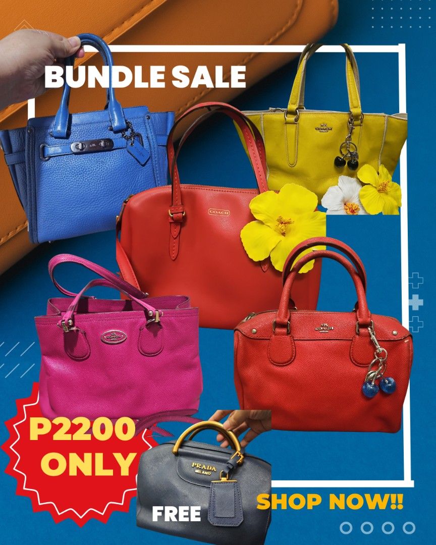 Coach Bundle Bags (Category: Shoulder Bags) located in Manila. Submitted by shopaholicmimi (Listing ID 1469820263, Image 1). Description: 📍PRELOVED bag with minor flaws/issues (please see photos) swagger 📍PLEASE MANAGE YOUR EXPECTATIONS dirt rubber lining minor rubs corner runs not ergo, legacy, vintage, soho, saddle, demi, zoe, carly, eastwest, patchwork, rare, canvas, boston, bonnie, 2way, sling, tote, shoulder, ashley, alma.