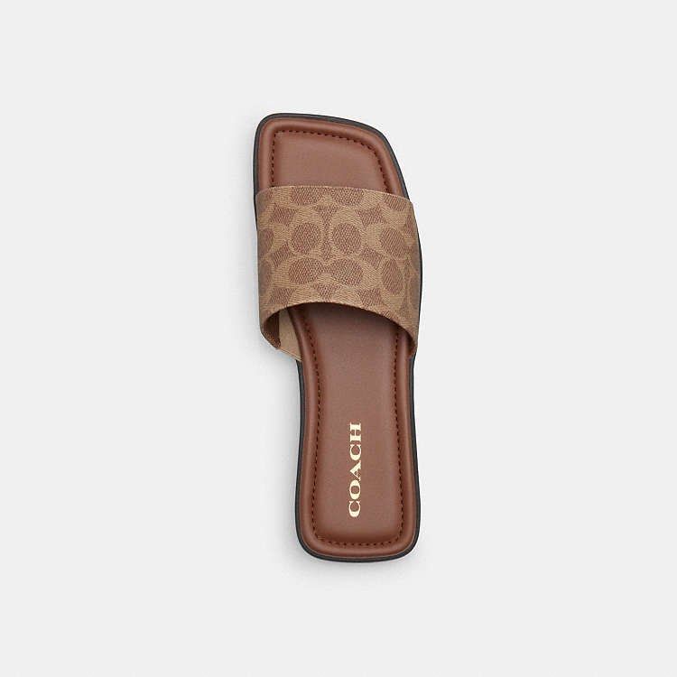 Coach Florence in Signature Canvas - PREORDER (Category: Flats & Sandals) located in Santa Rosa. Submitted by miqboutique (Listing ID 1469868113, Image 2). Description: Love iiiitt✨ Coach Florence Sandals in Signature Canvas 6 7.5 9 9.5 10 US Womens *no box ₱3,299 + SF • ETA Early Nov • 1K DP required • Guaranteed Original Fb page: Miq's Boutique.
