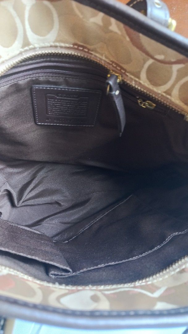 Patchwork Interrior Coach Patchwork Signature Tote Bag Brown Metallic, Luxury, Bags ...