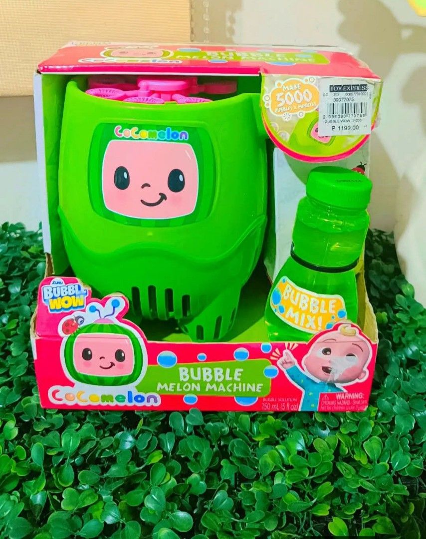 Cocomelon Bubble Machine (Category: Interactive Toys) located in Quezon City. Submitted by mhoniqvela04 (Listing ID 1469801239, Image 1). Description: Orig New-Mallpullout Complete Set Working Well Bubvles included Actual pic posted Pm for vid.