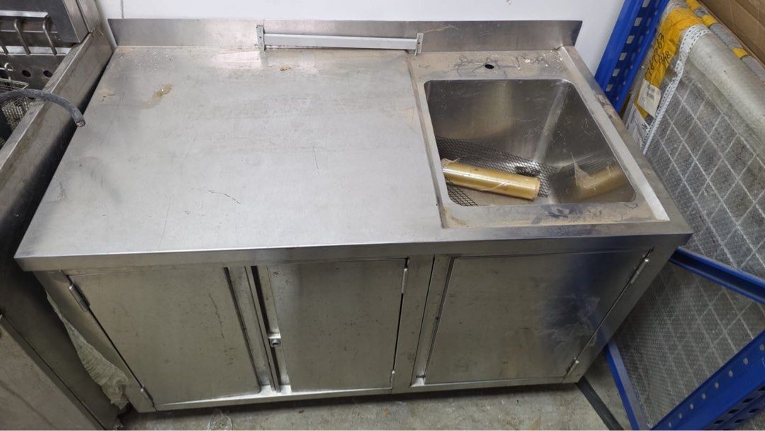 Commercial Stainless Steel Prep Table With Sink And Shelving, Furniture ...