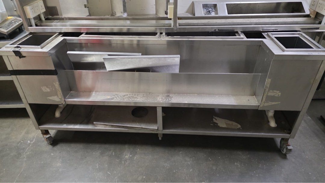 Commercial Stainless Steel Prep Table With Sink And Shelving, Furniture ...