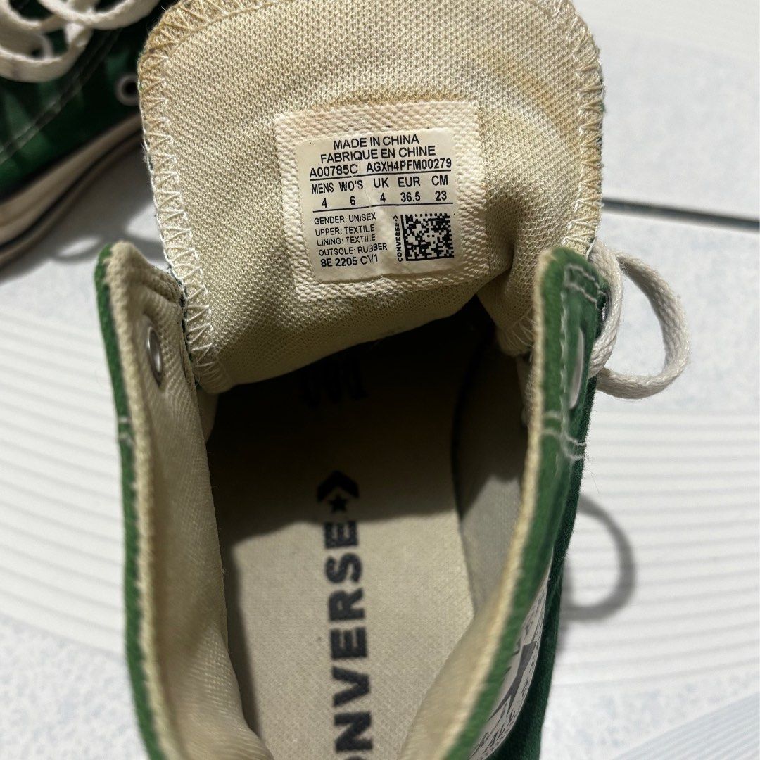 Converse Chuck Taylor All Star High Top Green (Category: Sneakers) located in Magalang. Submitted by mvenetri (Listing ID 1469880241, Image 2). Description: Converse Chuck Taylor All Star High Top Green - Auth - Size: Women's 6 / UK 4 / EUR 36.5 / CM 23 - Used a lot in college but still so much life leftt.