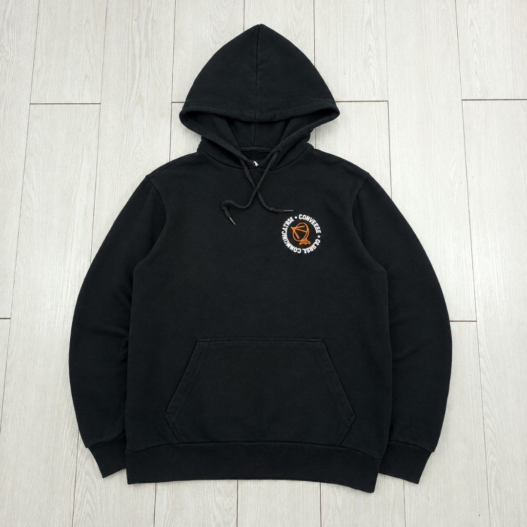 Converse "Communicate Globally" graphic hoodie (Category: Coats, Jackets and Outerwear) located in Cavite. Submitted by goodasnew. (Listing ID 1469869517, Image 1). Description: •M on tag, Semi to L •Exce/As New Condition | No issue‼️ •Can do Vc For Checking/Legitimacy. •Shipping Jnt/Lalamove..