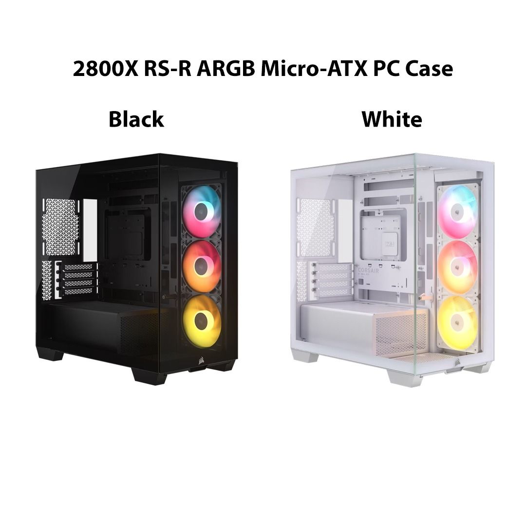 CORSAIR 2800X RS-R ARGB Micro-ATX PC Case - Black / White, Computers ...