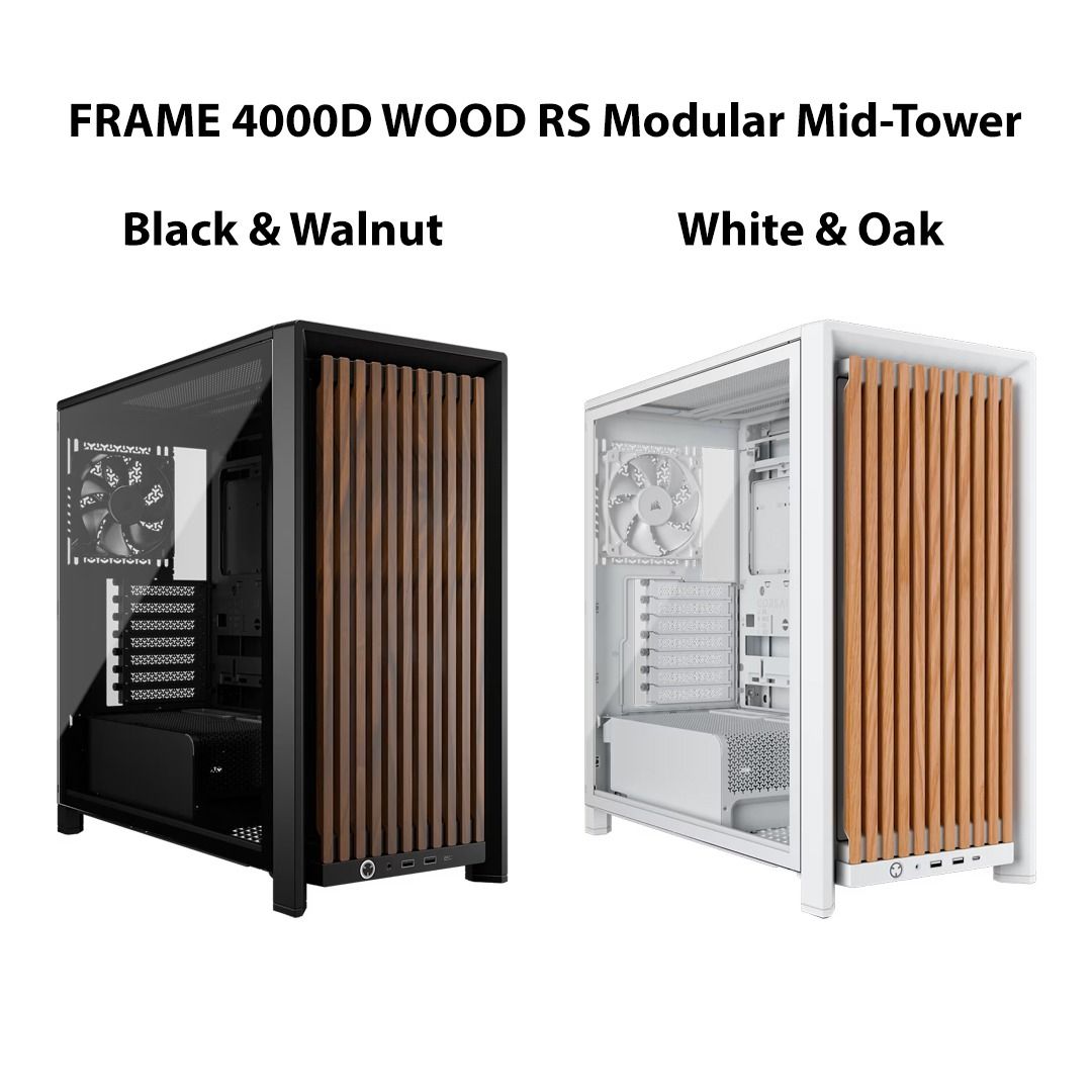 CORSAIR FRAME 4000D WOOD RS Modular Mid-Tower PC Case - Black & Walnut ...