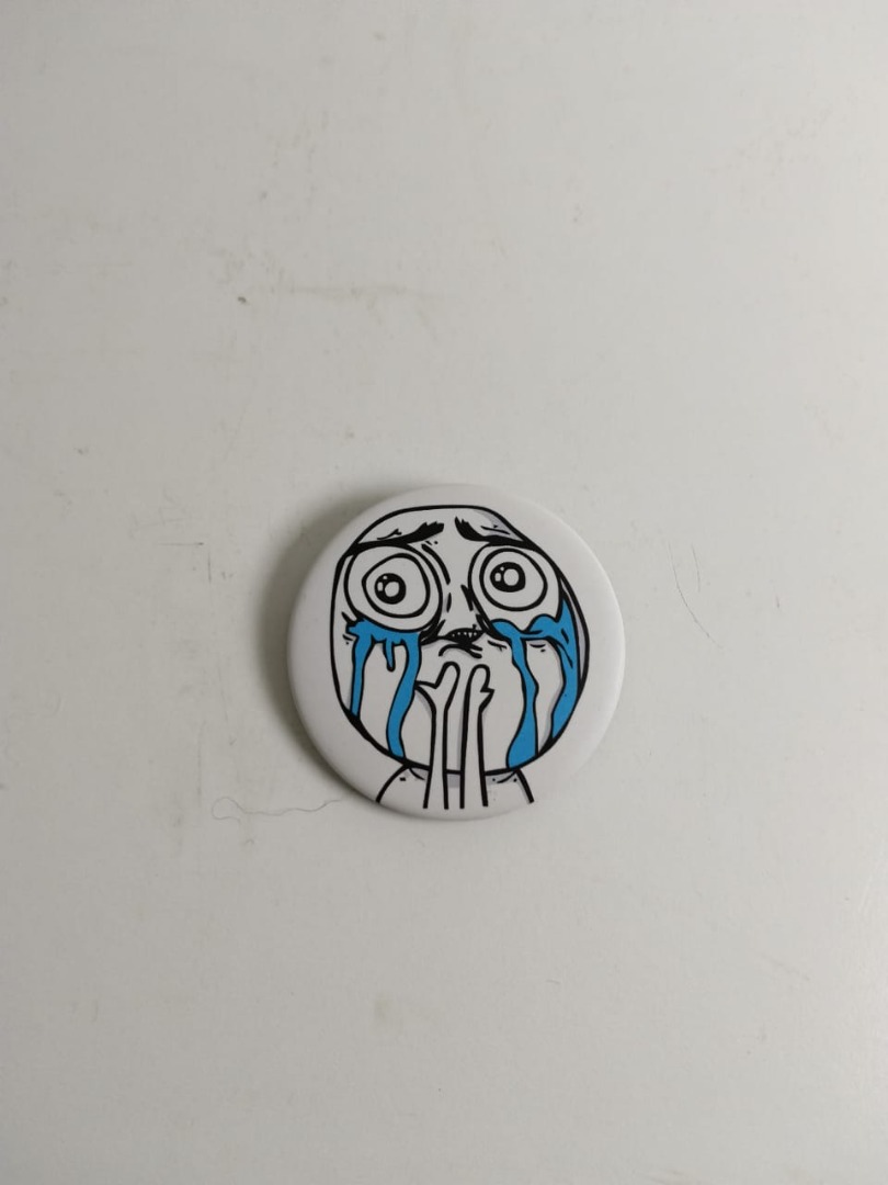 Crying Meme Face Pin Badge, Toys & Collectibles, Fan Merchandise ...