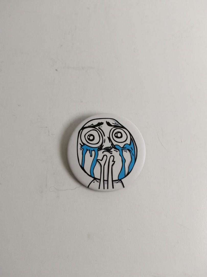 Crying Meme Face Pin Badge, Toys & Collectibles, Fan Merchandise ...