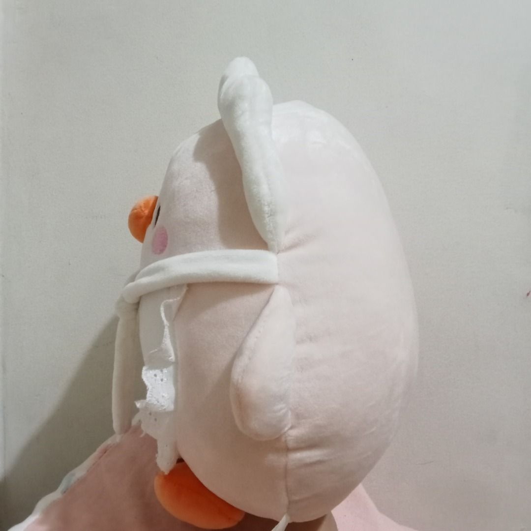 Cute Duck Plush Toy with White Apron mallow type (Category: Plushies & Soft Toys) located in Quezon City. Submitted by trinket_cat (Listing ID 1469850237, Image 2). Description: - Adorable soft pink duck plush with cute pink cheeks - Wears a charming white apron with lace trim - Very huggable and round-shaped body - Clean fabric, 100% stain-free and undamaged - Perfect for gifts, collecting, or cute room decor.