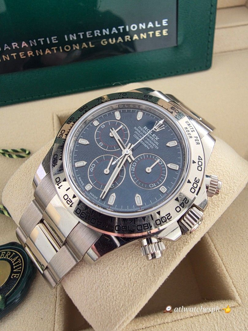 DAYTONA "JOHN MAYER" WHITEGOLD (Category: Luxury Watches) located in Taguig. Submitted by atlwatchesph (Listing ID 1469776109, Image 3). Description: 🎤 DAYTONA BLUE DIAL WHITEGOLD 🎤 MODEL 116509 🎤 NICKNAME JOHN MAYER 🎤 YEAR 2022 NFC 🎤 NO SIGNS OF WEAR/ GOOD AS NEW/ UNPOLISHED 🎤 COMPLETE SET 🏷 PHP 2,797,000.00 ⌚️Watch posted is available & in stock 🤝📲 Posted price Slightly negotiable. For serious inquiries- please message me directly for 