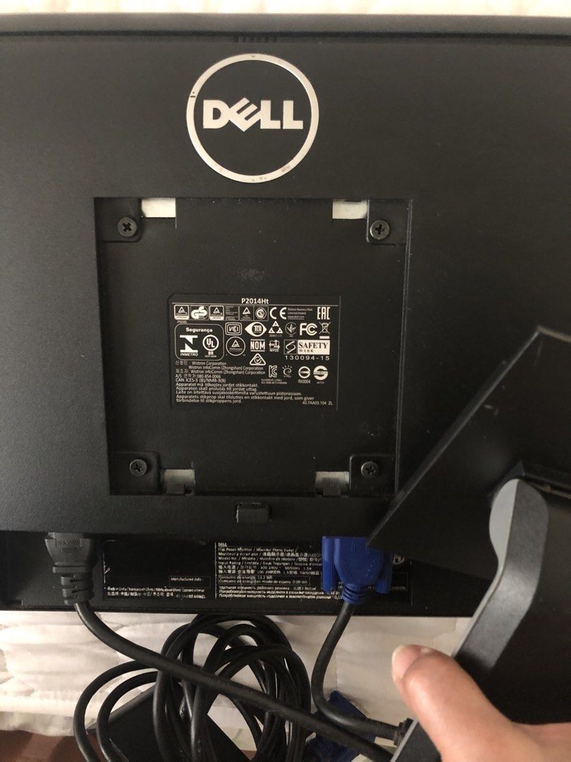 Dell P2014Ht Monitor (Category: Monitor Screens) located in Paranaque City. Submitted by adellistuff (Listing ID 1469775604, Image 2). Description: - Model: Dell P2014Ht flat panel monitor - Condition: Powers on normally, fully functional - Design: Classic black bezel with a sturdy silver stand - Inclusions: Power cord and blue VGA video cable - Mount Compatibility: VESA mount ready with four screws already installed on the back panel.