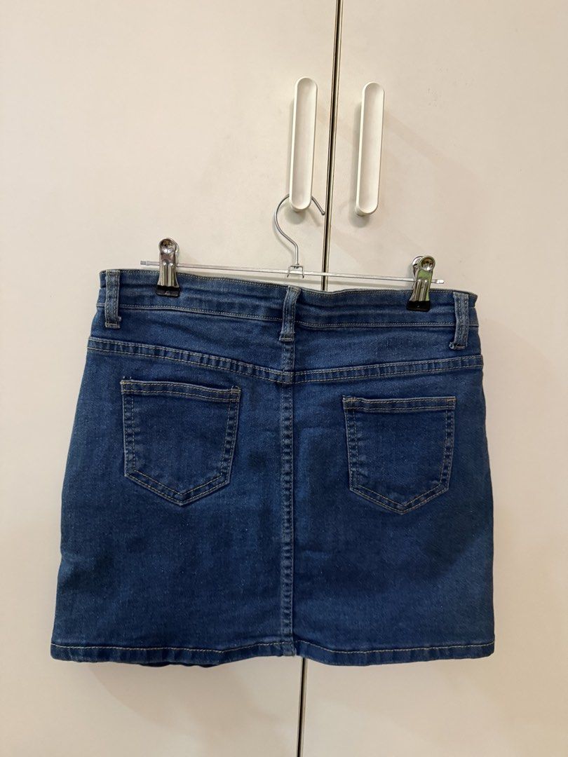 Denim Skirt from Korea (Category: Skirts) located in Quezon City. Submitted by hazpreloved (Listing ID 1469848650, Image 2). Description: Actual photos posted Discounts available for bulk orders Tags: GU, uniqlo, bershka, cotton on, h&m, mango, love bonito.