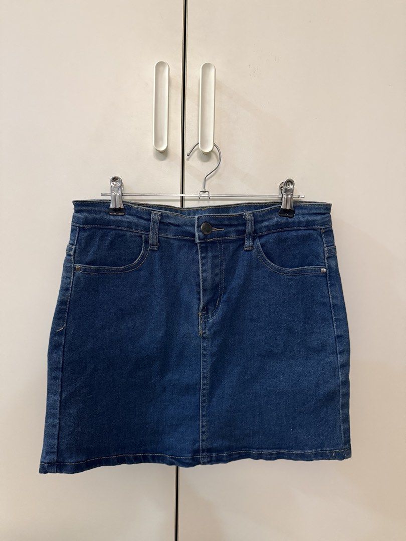 Denim Skirt from Korea (Category: Skirts) located in Quezon City. Submitted by hazpreloved (Listing ID 1469848650, Image 1). Description: Actual photos posted Discounts available for bulk orders Tags: GU, uniqlo, bershka, cotton on, h&m, mango, love bonito.