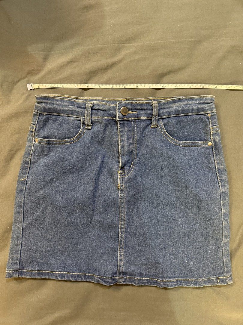 Denim Skirt from Korea (Category: Skirts) located in Quezon City. Submitted by hazpreloved (Listing ID 1469848650, Image 3). Description: Actual photos posted Discounts available for bulk orders Tags: GU, uniqlo, bershka, cotton on, h&m, mango, love bonito.