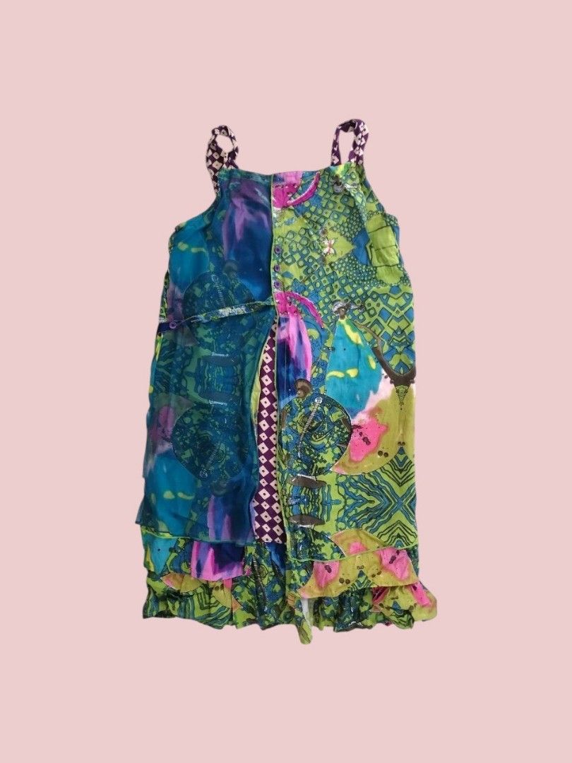 Desigual Multicolor print Mini Dress Size (Category: Dresses) located in Davao. Submitted by blueberrycheesecake_03 (Listing ID 1469798028, Image 1). Description: - Brand: Desigual Kids - Size: 11/12 (can fit xs adult) - Condition: good condition - flaw: may butas sa gilid ng layered na mesh (see last slide) .