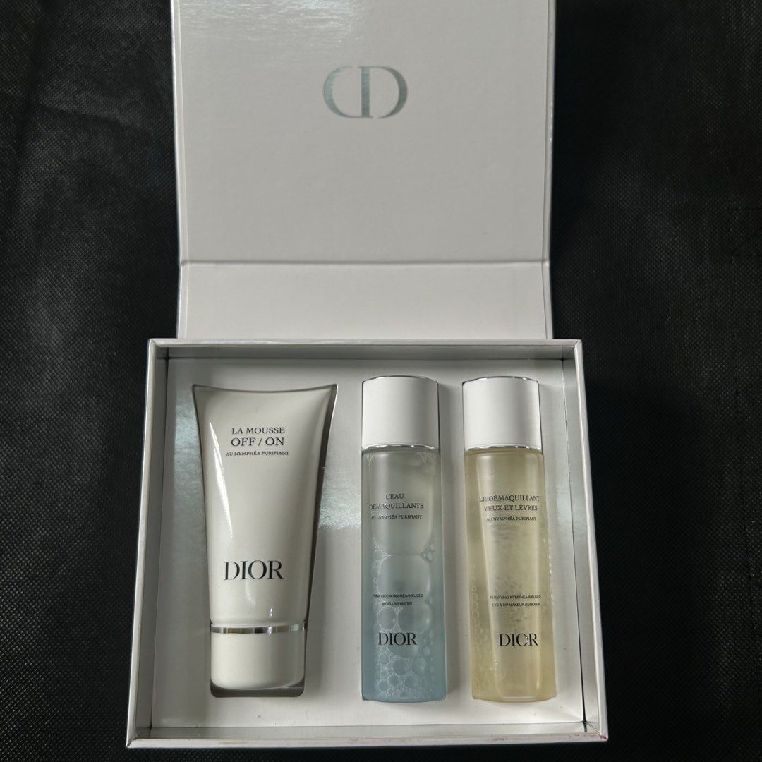 Dior The Cleansing Discovery Ritual Gift Set (Category: Face Care) located in Makati City. Submitted by declutter__queen (Listing ID 1469780312, Image 1). Description: - 100% Authentic Dior Le Démaquillage cleansing set - Brand new and unused in original white presentation box - Includes La Mousse Off/On cleanser (foaming cleanser) - Includes purifying nymphaea-infused micellar water - Includes eye and lip makeup remover - All bottles and tubes s