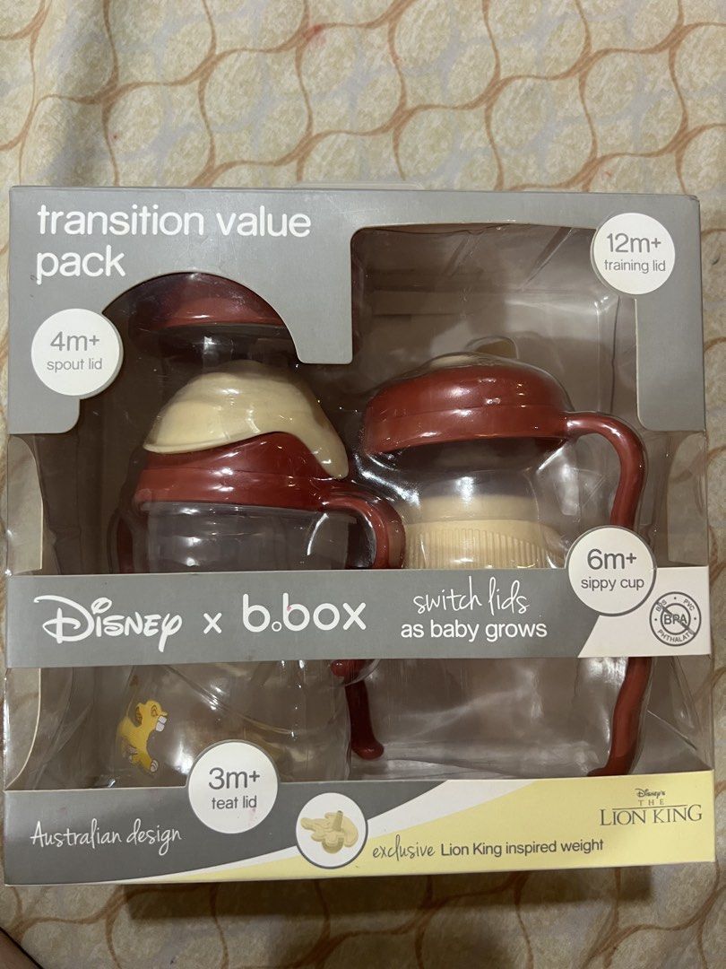 Disney x b.box Lion King Transition Value Pack (Category: Weaning & Toddler Feeding) located in Cainta. Submitted by xomcje_xo22 (Listing ID 1469884289, Image 1). Description: - Only used the sippy cup so u just need to replace the straw, the rest of the accessories have not been touched or used. - Official Disney The Lion King x b.box collaboration - 4-in-1 value pack: Adapts as your baby grows (3m+ teat, 4m+ spout, 6m+ sippy, 12m+ training lid)