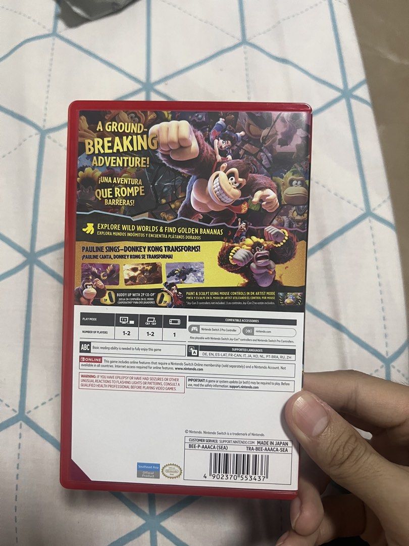 Donkey Kong Bananza Nintendo Switch 2 Game (Category: Nintendo) located in Caloocan City. Submitted by magculangjeromes (Listing ID 1469832595, Image 2). Description: - Game: Donkey Kong Bananza for Nintendo Switch 2 - Format: Physical cartridge in original red case - Region: USA - Condition: Tested and working properly, cartridge snaps securely inside - Appearance: Clean artwork on both cover inserts - Gameplay: Great platformer featuring Donkey