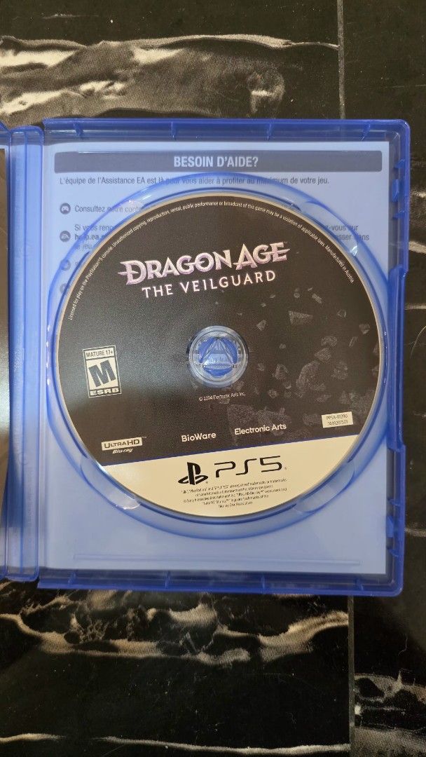 Dragon Age The Veilguard PS5 Game (Category: PlayStation) located in Las Pinas. Submitted by sixtosengson (Listing ID 1469764337, Image 3). Description: - Platform: PlayStation 5 (PS5) - Condition: Physical disc is clean and 100% working - Inclusions: Original blue case, cover art, insert booklet, and 20% off BioWare gear store promo flyer - Region: Standard US rating version - Mode: Single-player RPG experience - Shipping: Ships securely or avai