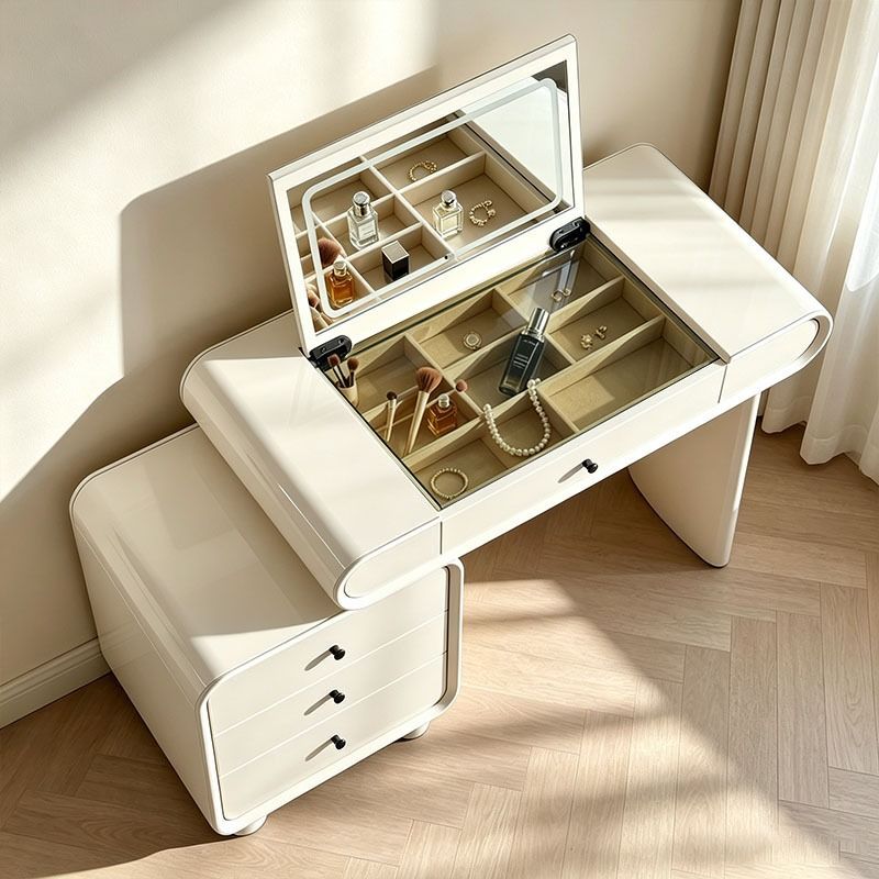 Dressing Table Modern Vanity Desk Set, Hidden Flip Mirror Makeup Table ...