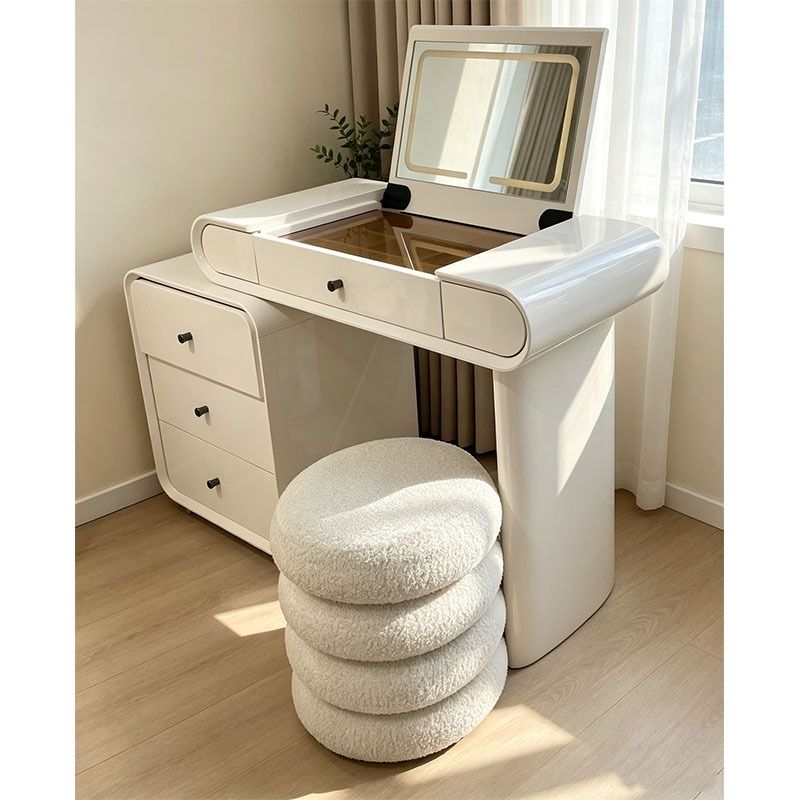 Dressing Table Modern Vanity Desk Set, Hidden Flip Mirror Makeup Table ...