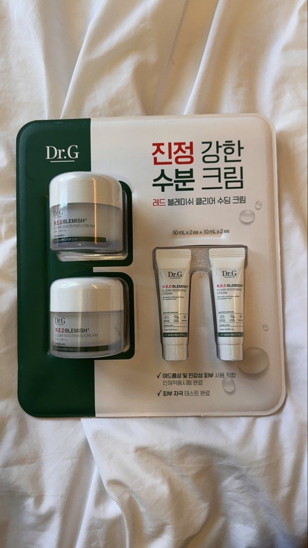 Dr.G R.E.D Blemish Clear Soothing Cream Value Set (Category: Face Care) located in Caloocan City. Submitted by beaaaaax (Listing ID 1469809172, Image 1). Description: - Authentic Dr.G R.E.D Blemish Clear Soothing Cream Value Pack - Gentle, soothing moisture formula specially designed for sensitive skin - 100% brand new ₱750 each ₱1400 for 2 10ml size not for sale .