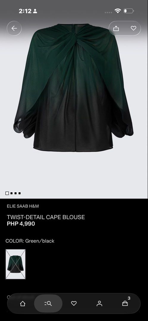 Elie Saab x H&m (Category: Blouses) located in Manila. Submitted by style_me_now (Listing ID 1469811134, Image 1). Description: Got the wrong size. Elie Saab x H&M comes with paper bag and hanger.