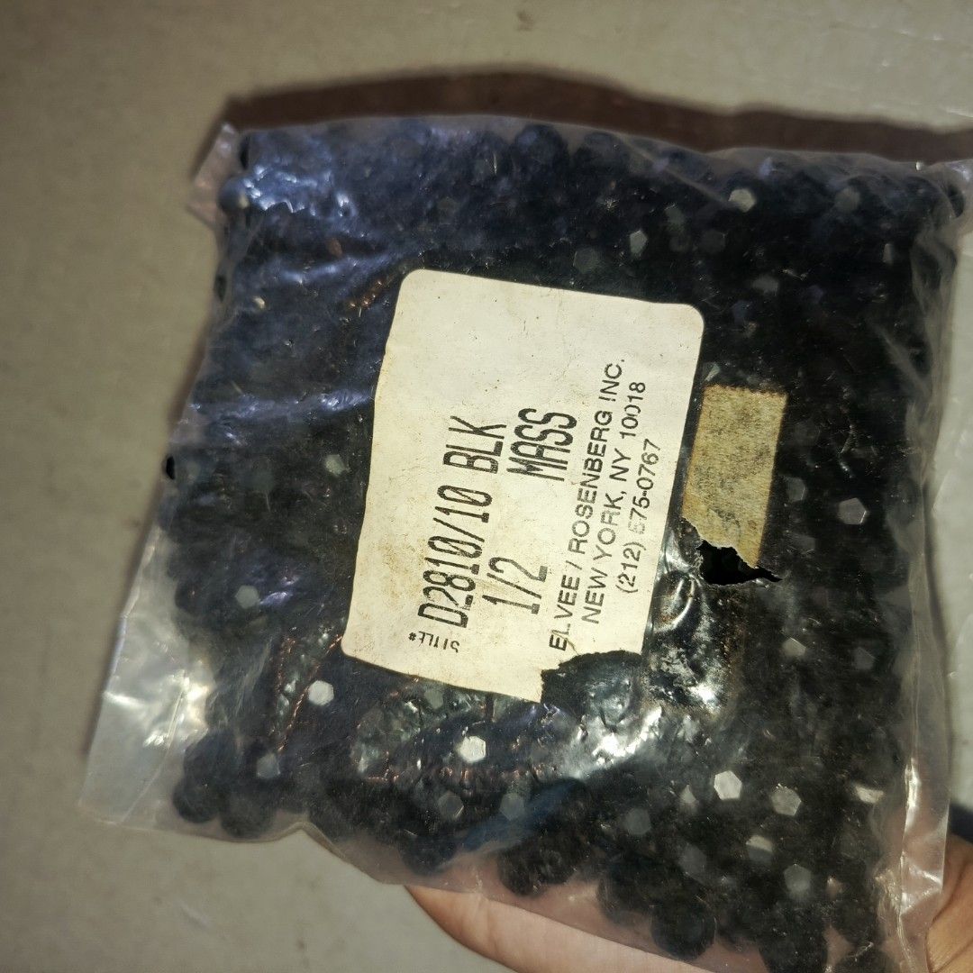 Elvee Rosenberg Inc Black Beads (Category: Necklaces) located in Bulacan. Submitted by snumxxx (Listing ID 1469802901, Image 1). Description: - Brand: Elvee Rosenberg Inc, New York - Item: Bag of black beads - Style Number: D2810/10 BLK - Condition: Brand new, unopened in original packaging - Additional Info: Supplier address and phone number printed on the label.