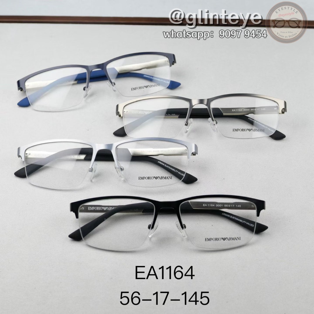 Emporio Armani model:EA1164 Semi-Rimless Eyeglasses, Men's Fashion ...