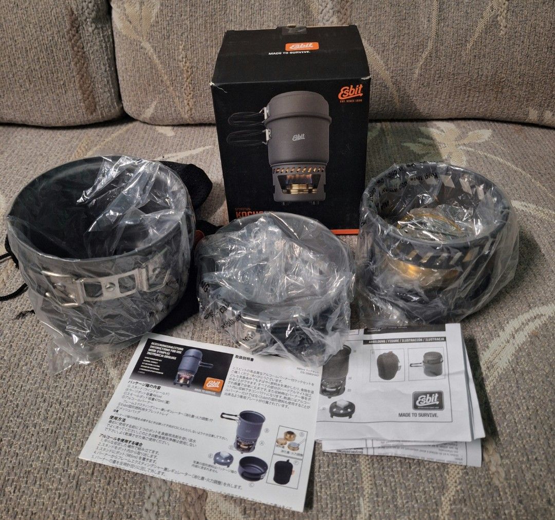 Esbit German Alcohol Stove Cookset (Category: Hiking & Camping) located in Makati City. Submitted by telractrading (Listing ID 1469779492, Image 2). Description: ESBIT ALCOHOL STOVE COOKSET SOLO User Germany UNUSED.