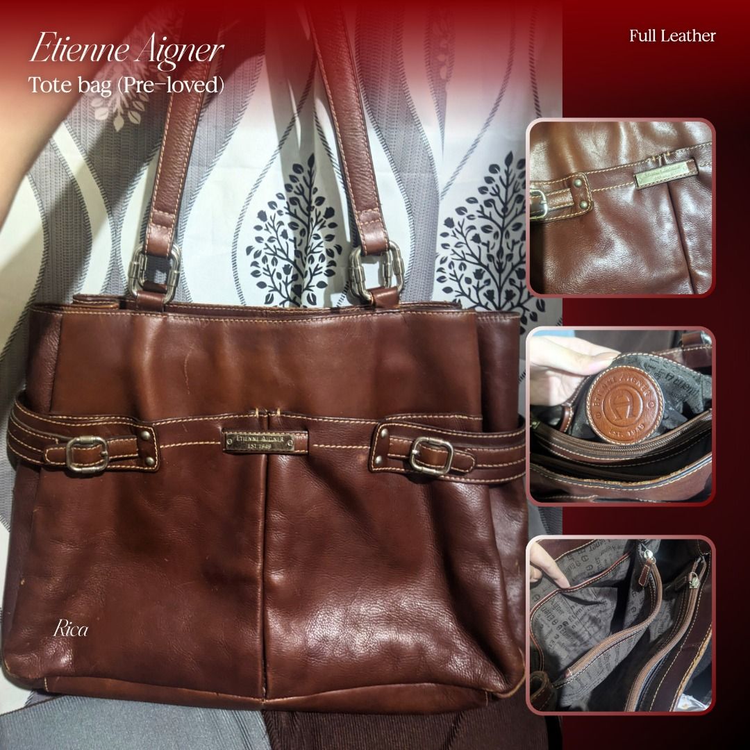 Etienne Aigner Brown Leather Shoulder Bag Tote, Luxury, Bags & Wallets ...