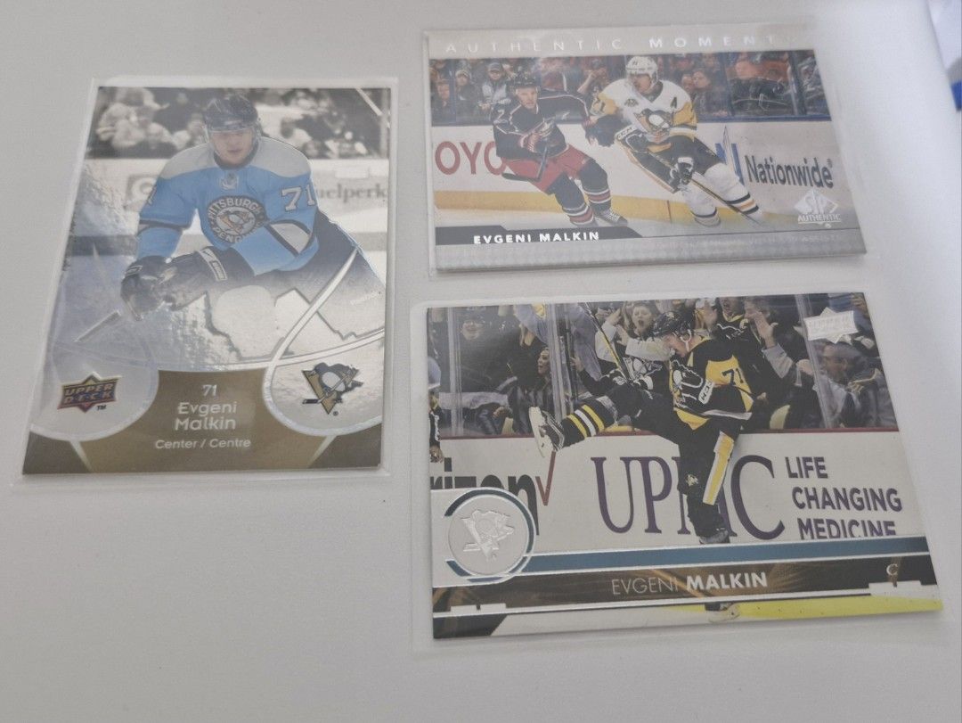 Evgeni Malkin 3 Card lot (Category: Raw Singles) located in Imus. Submitted by spurgeons (Listing ID 1469902490, Image 1). Description: 350 for all three cards (sleeved and toploaded) will come with freebies!.