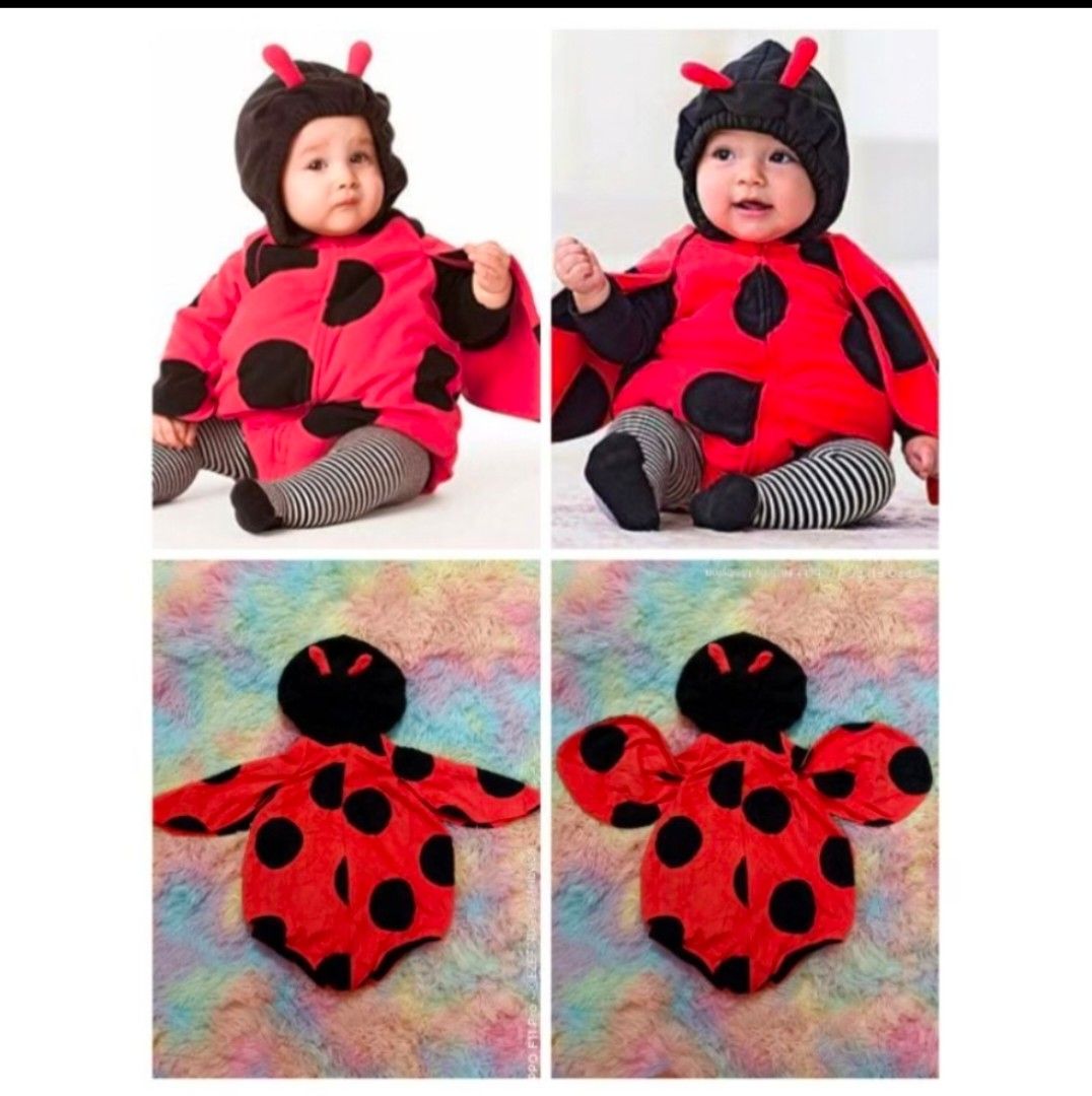 EZEFINDS Carter's Lady Bug Costume (Category: Babies & Kids Fashion) located in Cainta. Submitted by Ezefinds (Listing ID 1469789112, Image 1). Description: Preloved Manage Expectation 🌻 Needs Wash Onesie only no inner pants 🌻 18mos on tag (fit 1-2yo) ❌No Return No Exchange No Refund Adorable red and black ladybug costume for babies - Includes a cozy hooded cape complete with cute little antennas - Made from ultra-soft plush material with an al