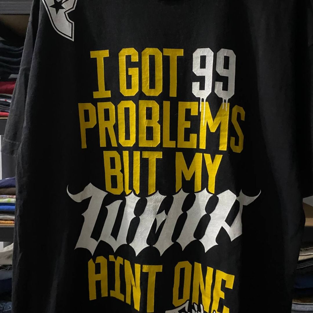 Famous Stars Straps 99 Problems Shirt (Category: Formal Shirts) located in Legazpi City. Submitted by southeastjunkies (Listing ID 1469875688, Image 2). Description: Famous Stars and Straps "I Got 99 Problems But My Whip Ain't One" Shirt (Jay Z inspired shirt) (Brand owned by Travis Barker of Blink 182; skate/hiphop/rap/streetwear brand) 23x32 (XL) pithole issue.
