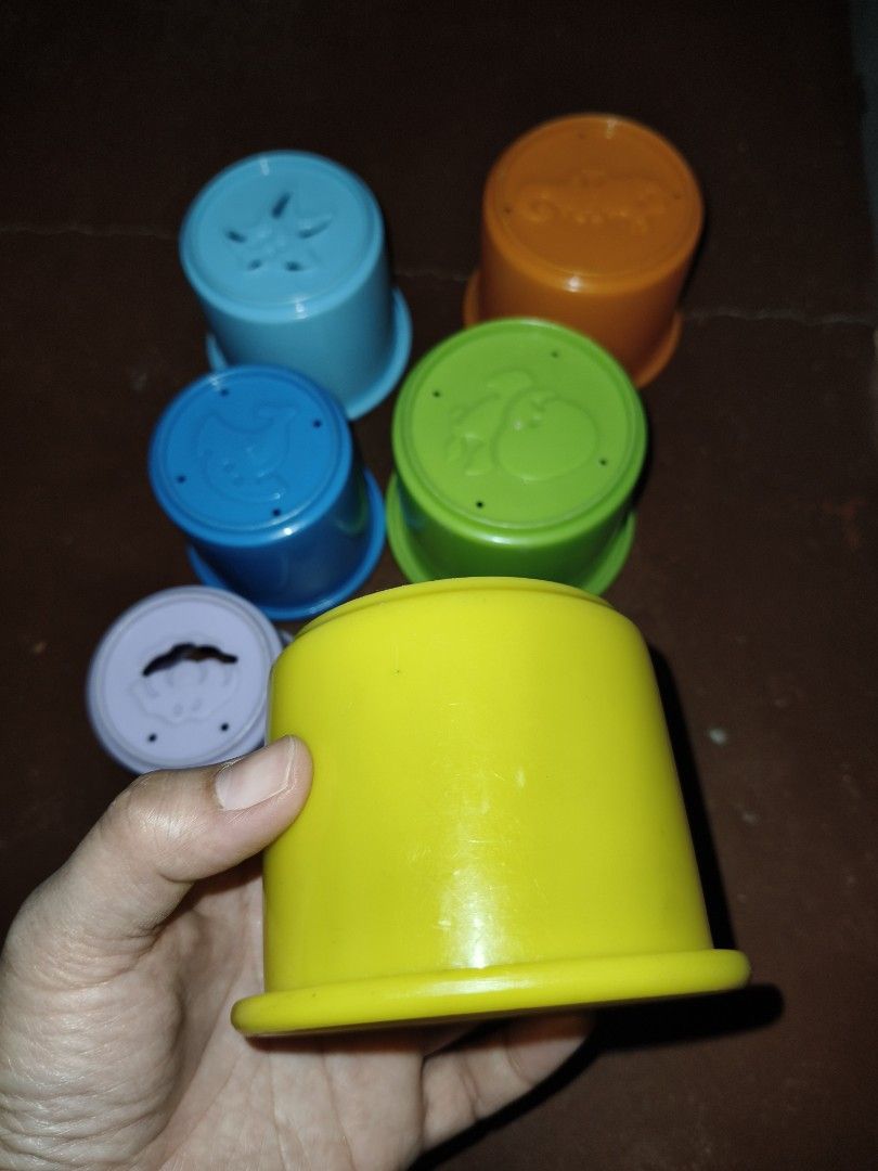 For Sale Preloved Stack and Count Stacking Cups for Kids (Category: Educational & Learning Toys) located in Pasay City. Submitted by kaygo5 (Listing ID 1469943197, Image 3). Description: For Sale Preloved Stack and Count Stacking Cups for Kids Location: Pasay City Price: 110 pesos - Multi-colored stacking and nesting cups (yellow, green, orange, blue, light blue, purple, white) - Versatile play: stack them up high or nest them together - Promotes