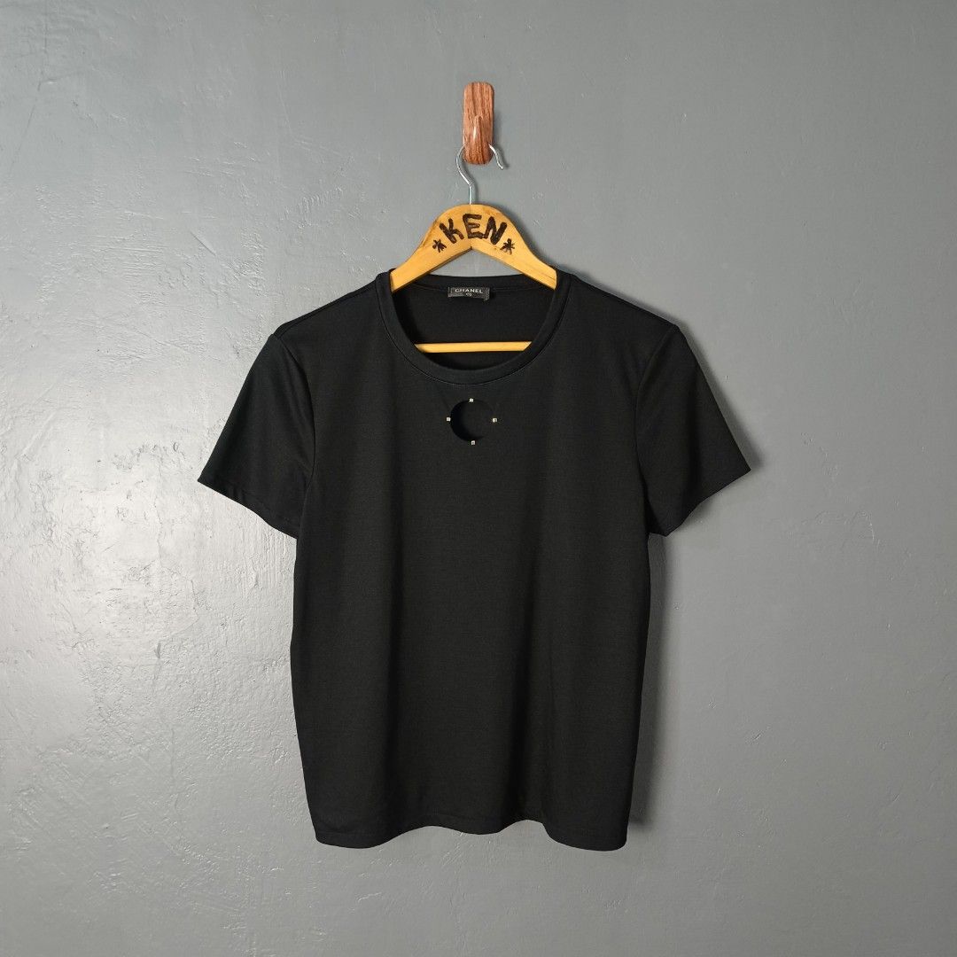 For Women - Chanel (Category: Shirts) located in Bacolod City. Submitted by drop.ph (Listing ID 1469871446, Image 2). Description: Chanel - Cut-Out Shirt *Size S fits M - 18.5x21.5 *Excellent *No Flaws *Price: 880php *Add SF if outside Bacolod City .