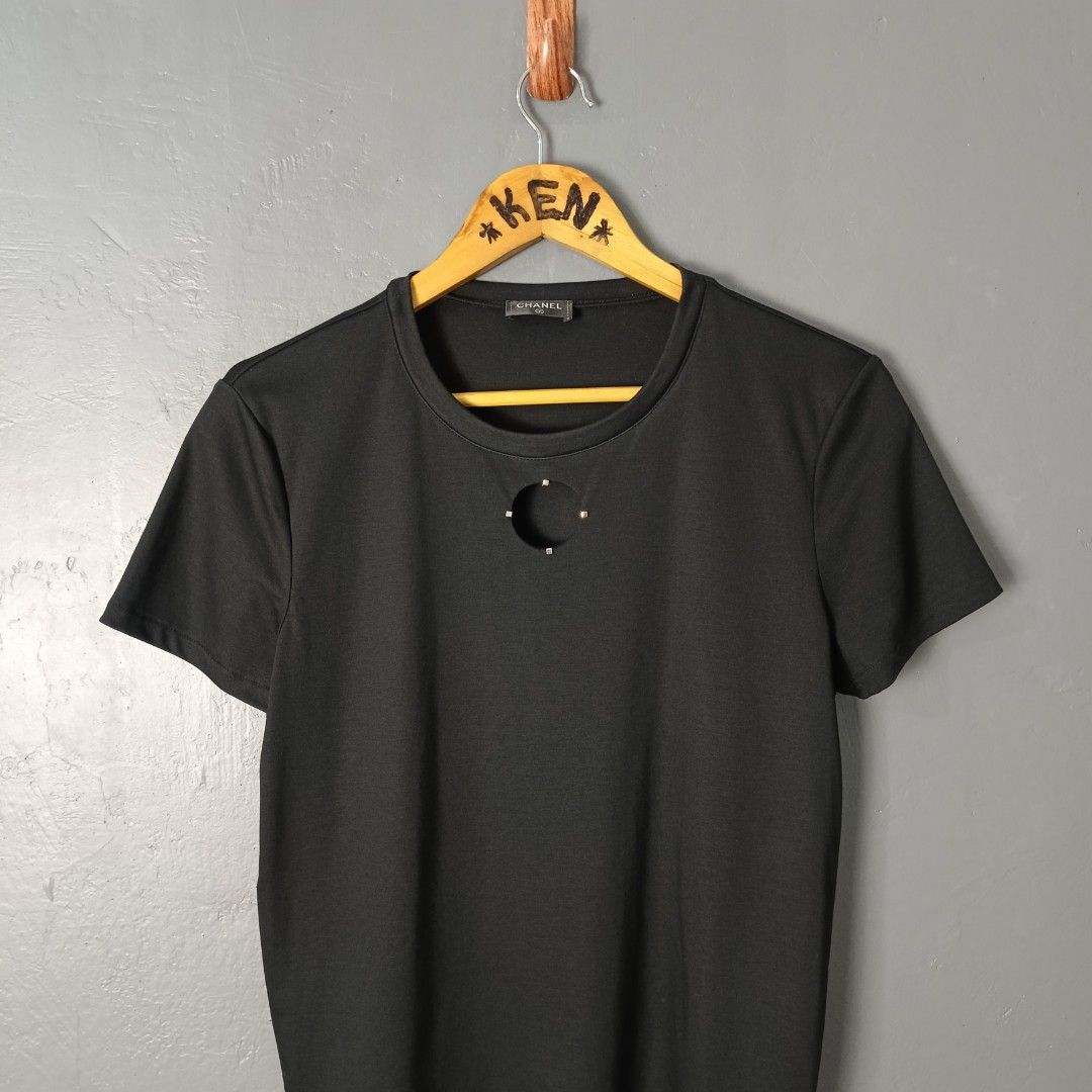 For Women - Chanel (Category: Shirts) located in Bacolod City. Submitted by drop.ph (Listing ID 1469871446, Image 3). Description: Chanel - Cut-Out Shirt *Size S fits M - 18.5x21.5 *Excellent *No Flaws *Price: 880php *Add SF if outside Bacolod City .