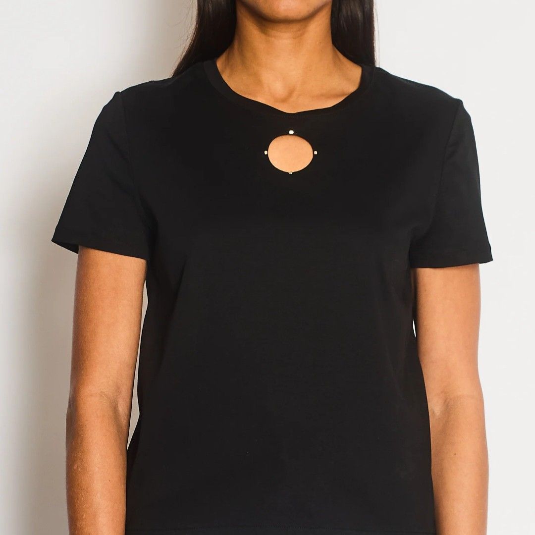 For Women - Chanel (Category: Shirts) located in Bacolod City. Submitted by drop.ph (Listing ID 1469871446, Image 1). Description: Chanel - Cut-Out Shirt *Size S fits M - 18.5x21.5 *Excellent *No Flaws *Price: 880php *Add SF if outside Bacolod City .