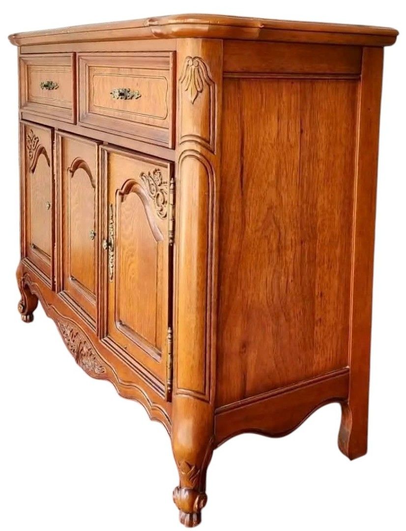 French Louis XV Style Solid Wood Sideboard / Buffet Cabinet (Category: Shelves, Cabinets & Racks) located in Mexico. Submitted by mgracejapansurplus (Listing ID 1469861978, Image 2). Description: ✨ Full Description French Louis XV Style Solid Wood Sideboard / Buffet Cabinet - Exquisite vintage design with intricate hand-carved floral & scroll details, curved legs & elegant molding - Heavy, premium solid wood — built to last, timeless craftsmanshi