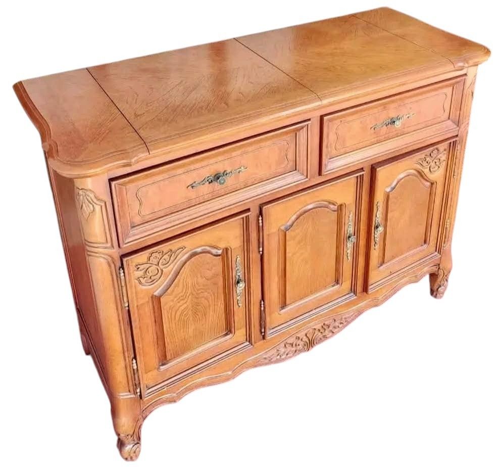 French Louis XV Style Solid Wood Sideboard / Buffet Cabinet (Category: Shelves, Cabinets & Racks) located in Mexico. Submitted by mgracejapansurplus (Listing ID 1469861978, Image 3). Description: ✨ Full Description French Louis XV Style Solid Wood Sideboard / Buffet Cabinet - Exquisite vintage design with intricate hand-carved floral & scroll details, curved legs & elegant molding - Heavy, premium solid wood — built to last, timeless craftsmanshi