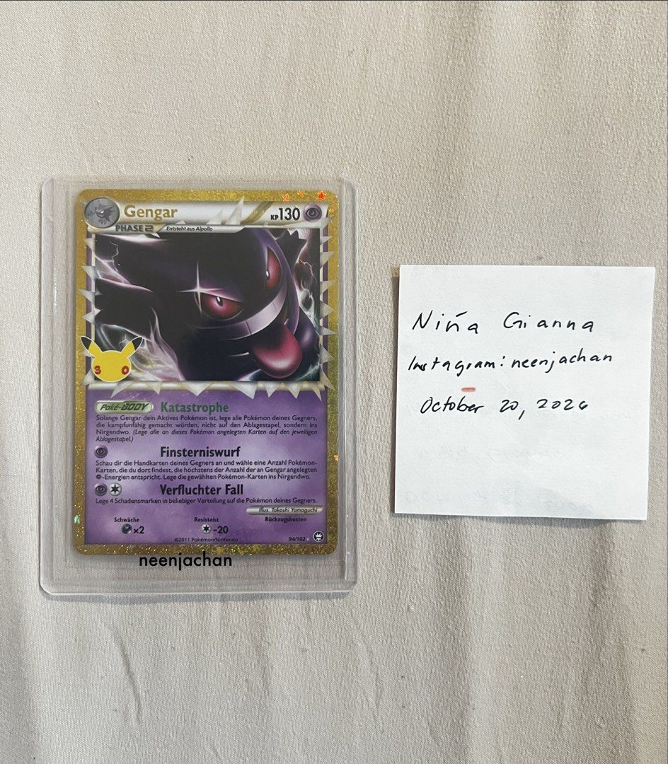Gengar 94/102 (Category: Raw Singles) located in Davao. Submitted by neenjachan (Listing ID 1469784468, Image 1). Description: Anyone here collecting non-English cards? 🤗 German/Deutsch TCG Gengar (Prime) 30th Celebration Classic Collection 94/102 Price: ₱3000 MOP: Gcash, Maya, BPI, GoTyme MOD: LBC (shipping fee cost will be calculated on the day of shipping it out) 📍 shipping out from Bukidnon (delivery eta 3-5 days) .