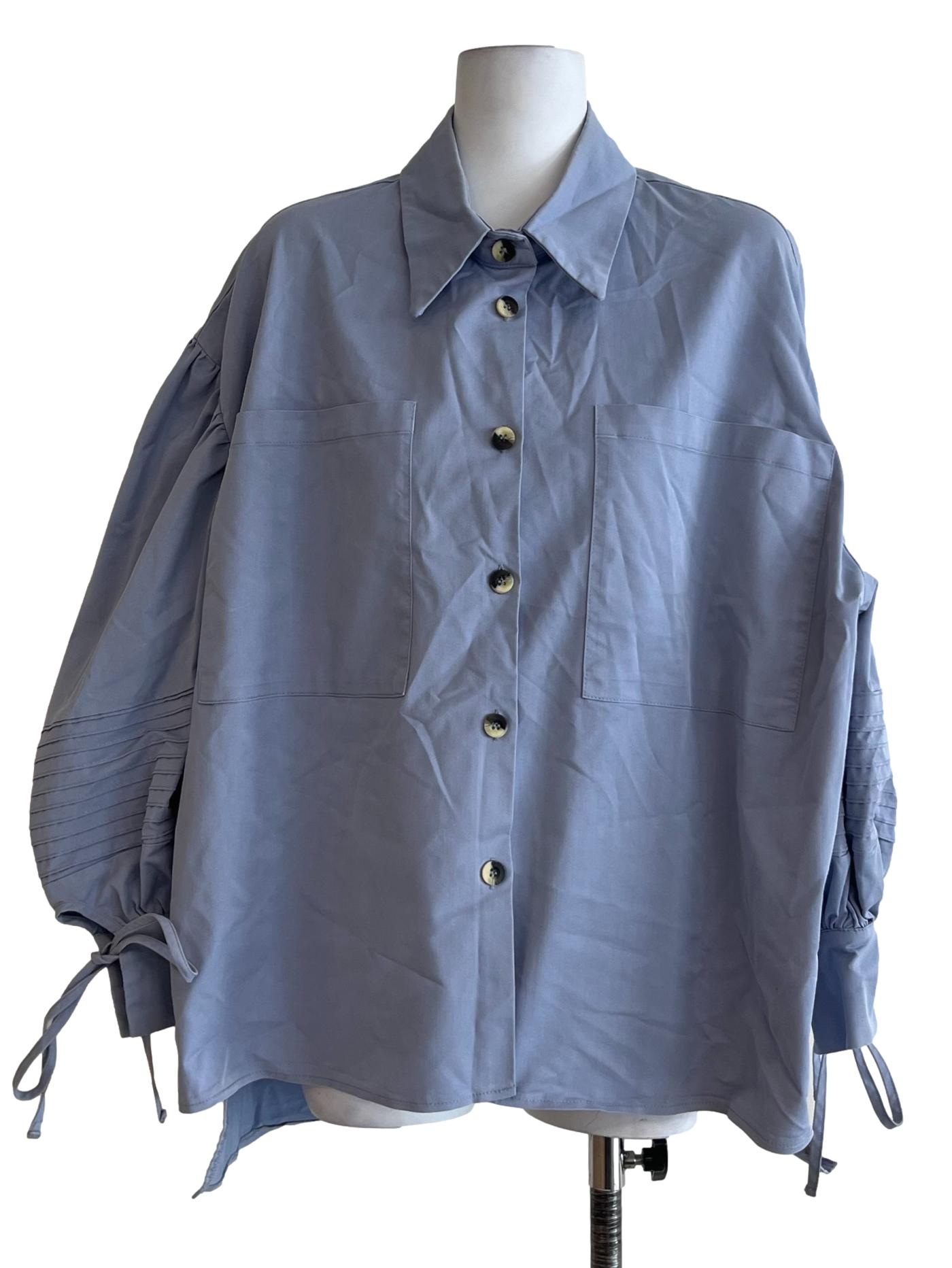 Ghospell Blue Wing Collar Button-Down Blouse #crssale, Women's Fashion ...