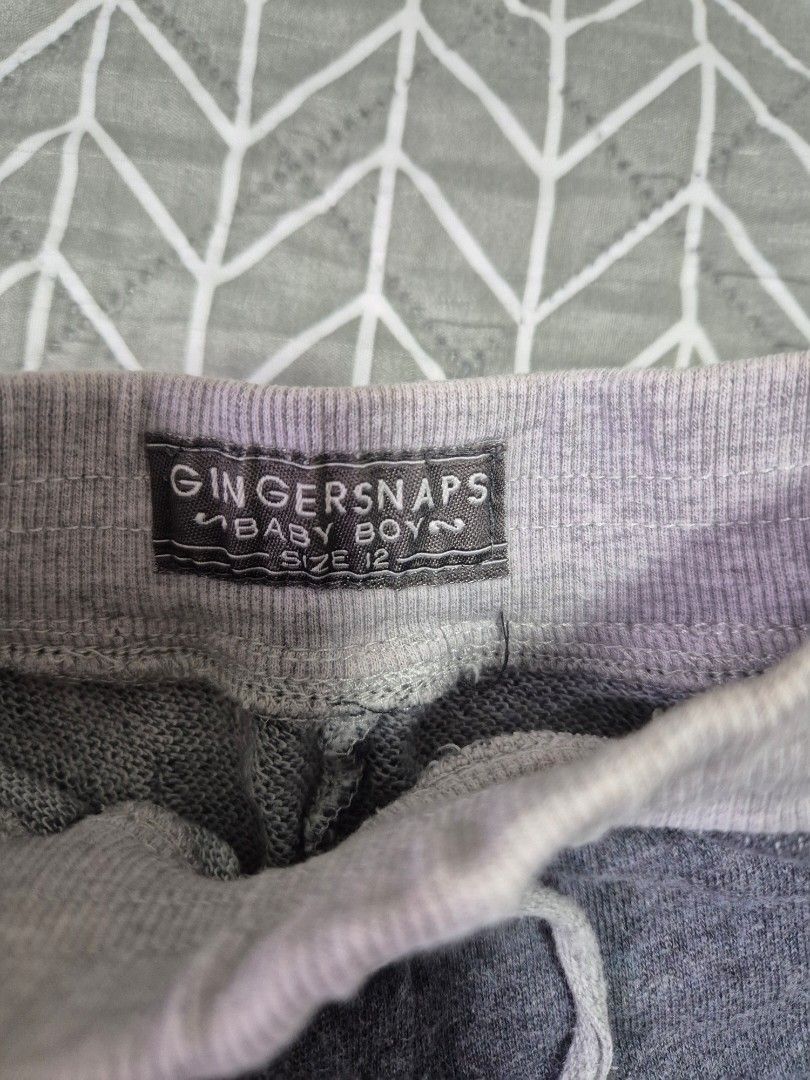 Gingersnaps Baby Boy Jogger Pants Size 12 (Category: Babies & Kids Fashion) located in San Jose. Submitted by nova2023 (Listing ID 1469797628, Image 2). Description: - Brand: Gingersnaps - Size: Baby boy, size 12 - Color: Grey - Material & Fit: Soft ribbed waistband and ankle cuffs for extra comfort - Details: Functional front drawstring and two practical side pockets - Style: Great casual bottoms for everyday wear.