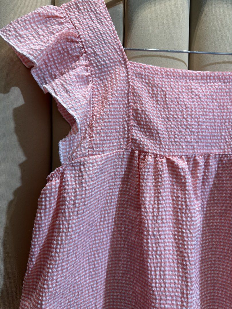 GINGHAM SQUARE-NECK BLOUSE (Category: Sleeveless) located in Manila. Submitted by glamstylemnl (Listing ID 1469914116, Image 2). Description: ♡ SIZE: Small ♡ BUST: 34 ♡ Swipe left to see the actual color & details ♡ flutter sleeves, gathered empire waist ♡ HQ • 10/10 ♡ Ready to wear 👚.