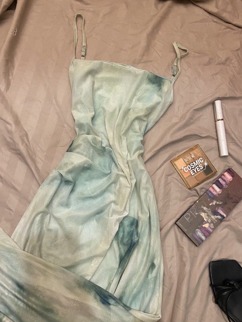 Green Tie Dye Slip Spaghetti Strap Dress (Category: Dresses) located in Manila. Submitted by charleneka32549 (Listing ID 1469788143, Image 2). Description: - Style: Green tie-dye slip dress - Material: Lightweight mesh - Fit: S to M (features adjustable spaghetti straps) - Length: Long maxi length - Perfect for: Parties, dates, or beach days.